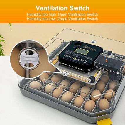 48 Egg Incubator for Hatching Eggs,Automatic Egg Turning and Humidity Control, with Automatic Water Serving,360° View Poultry Incubator for Hatching Chicken, Duck, Quail & Parrot